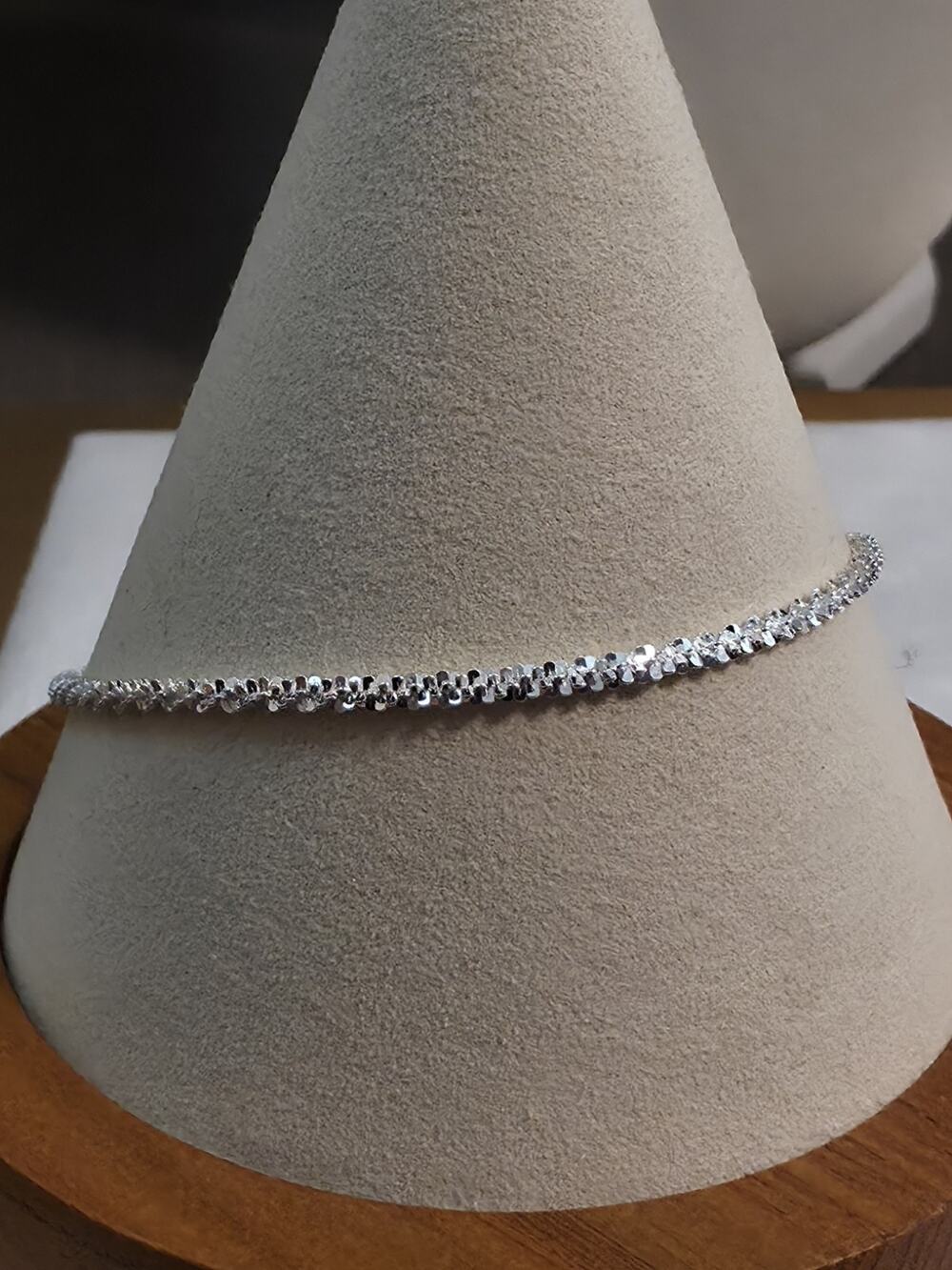 8" Twisted Rock 2.2mm Braclet 925 Sterling Silver w/lobster